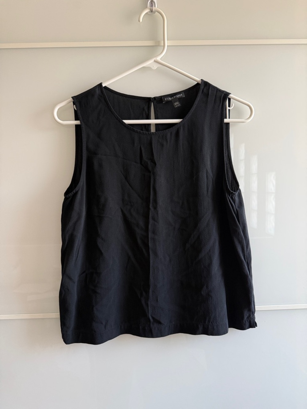 Eileen Fisher Black Sleeveless Silk Shell Top XS